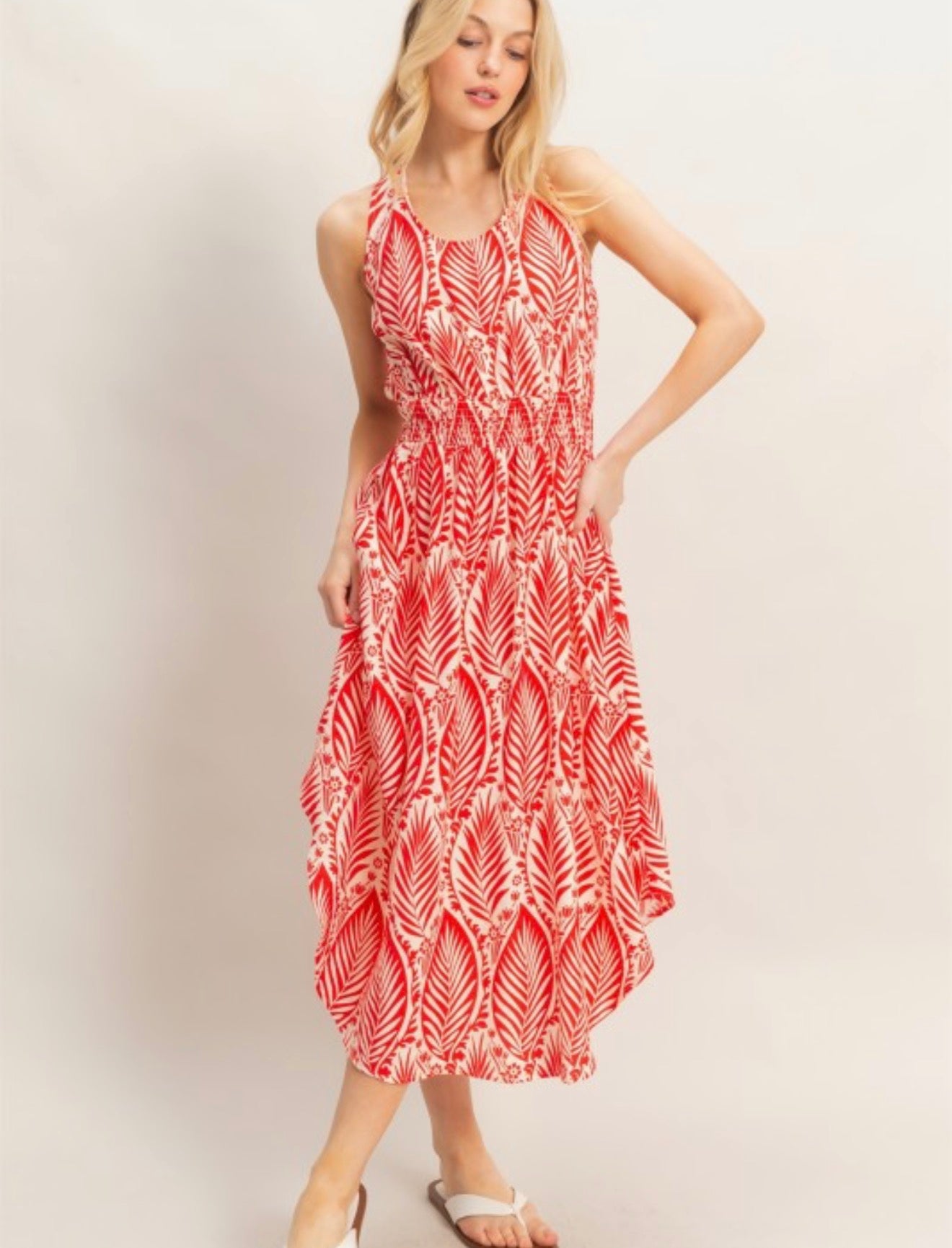 Sleeveless Smocked Waist Dress