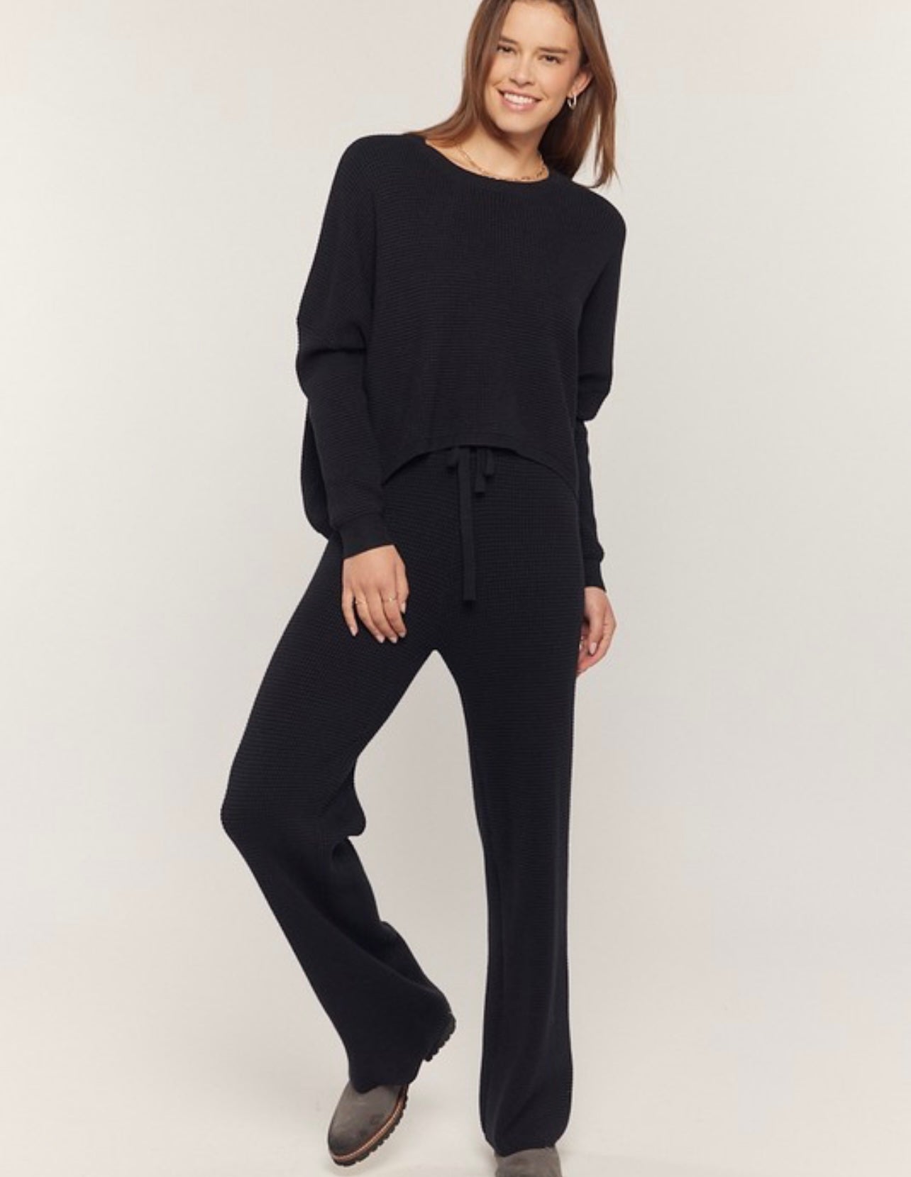 Waffle Textured Sweater Pants