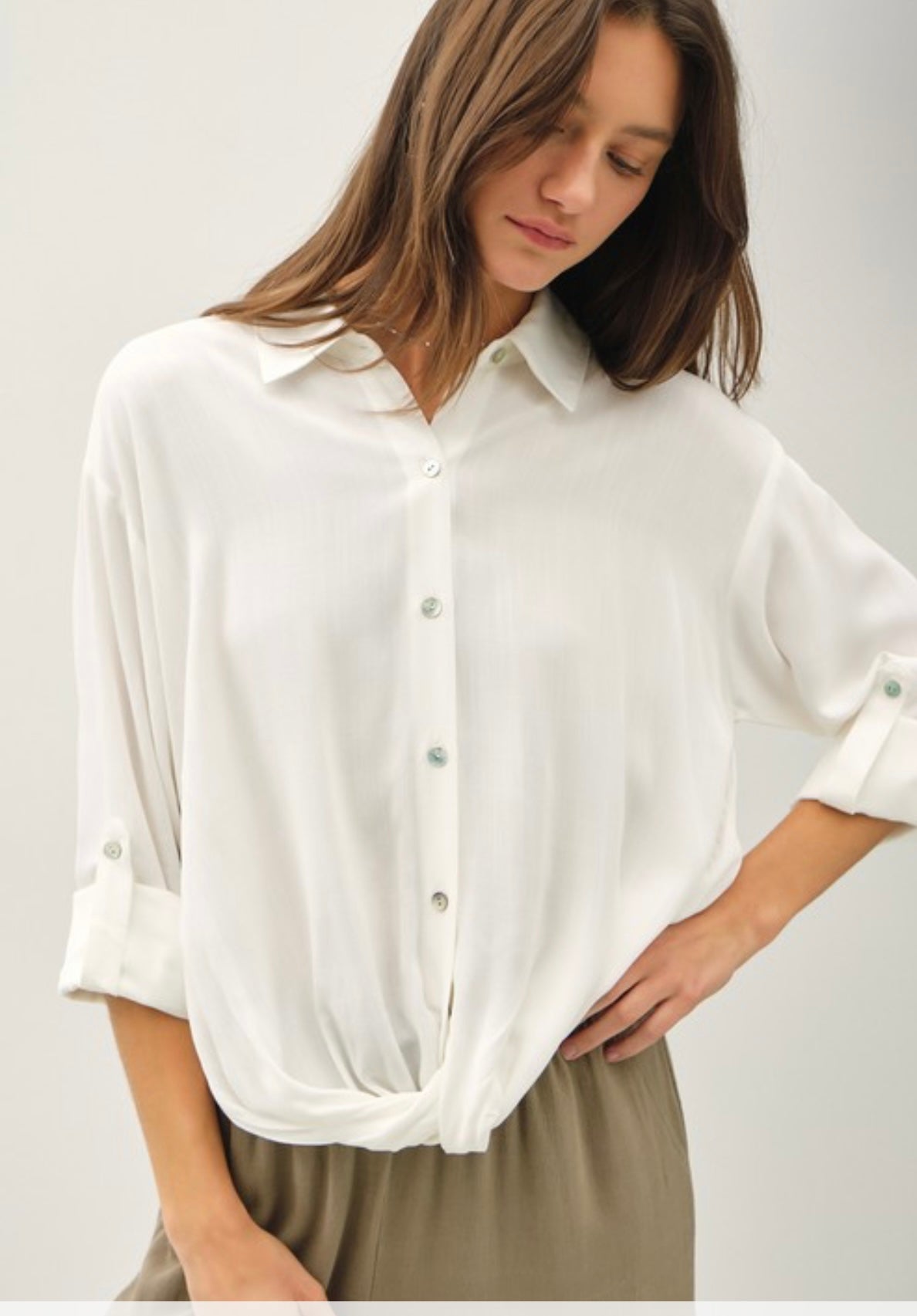Lightweight Button Up Detail Top