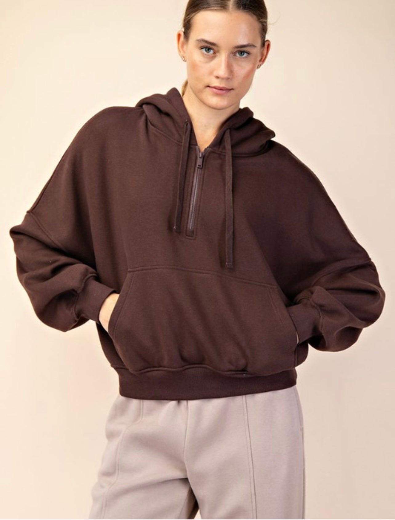 Fleece Quarter Zip Hoodie Jacket
