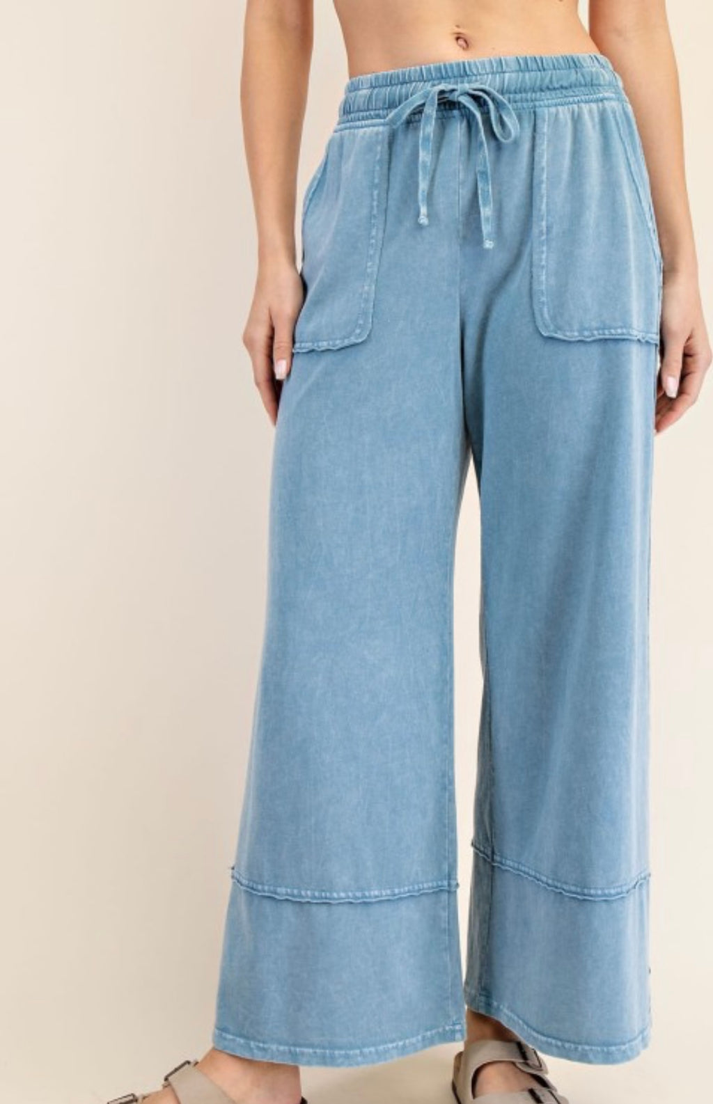 Cotton Cropped Wide Leg Pant