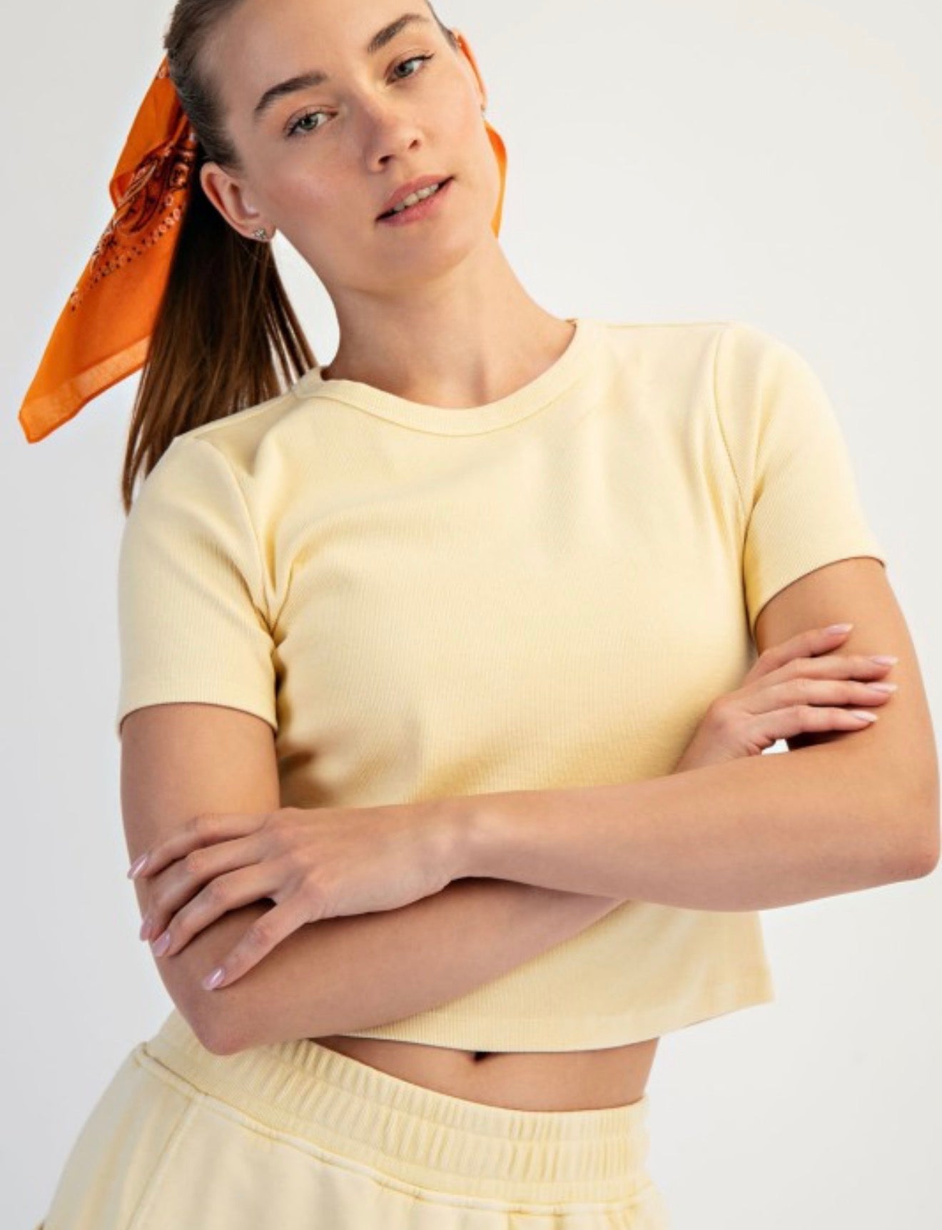 Rib Short Sleeve Top