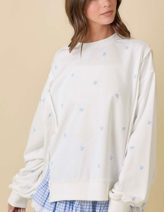 All Over Bow Oversized Crew