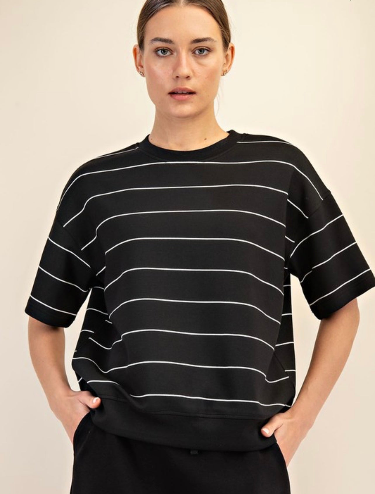 Poly Stripe Scuba Crew Top