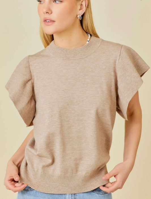 Ruffle Sleeve Soft Sweater