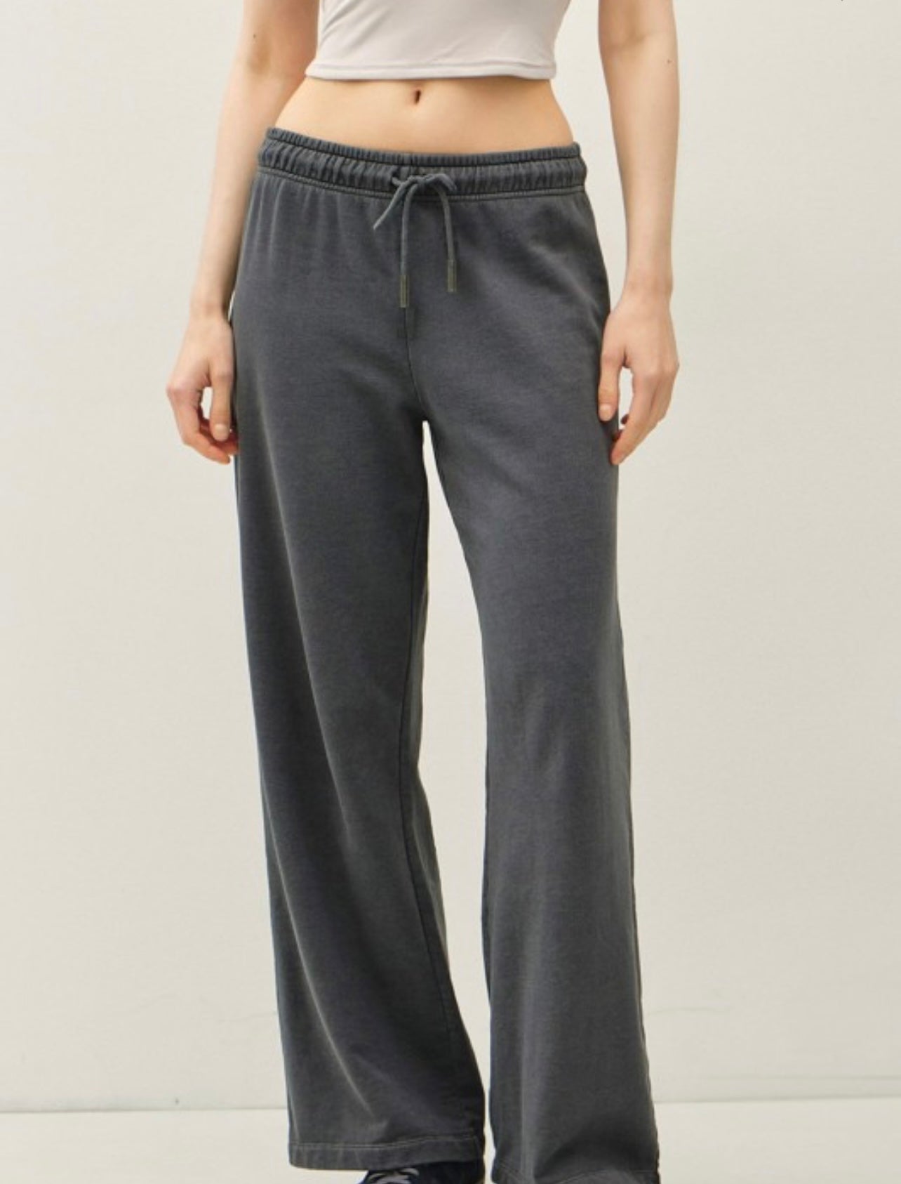 Wide Leg Cotton Fleece Sweatpant