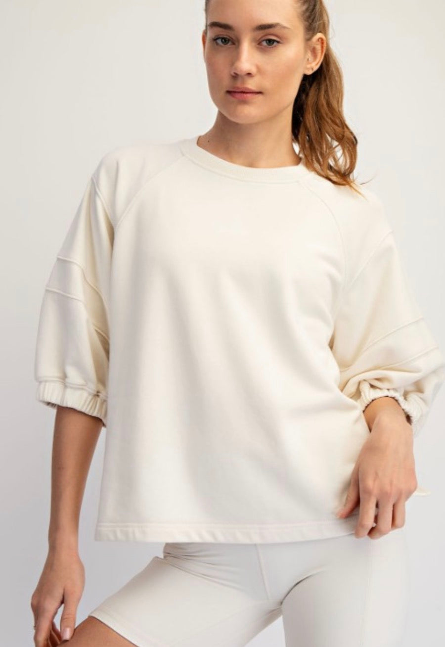 French Terry Bubbled Sleeve Top