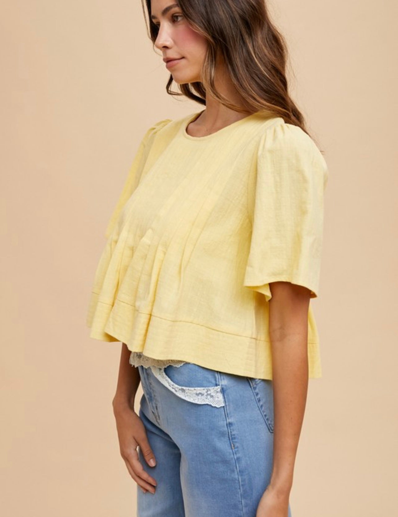 Flutter Sleeve Pintuck Blouse