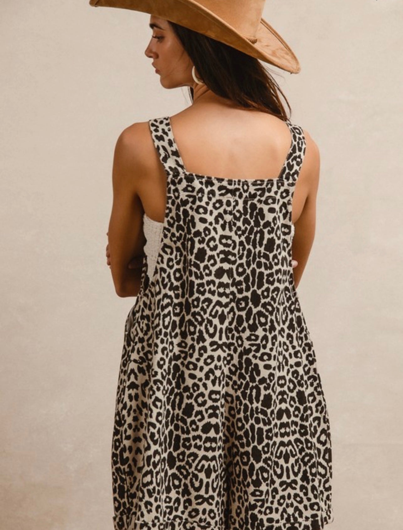 Leopard Short Overalls W/ Pockets