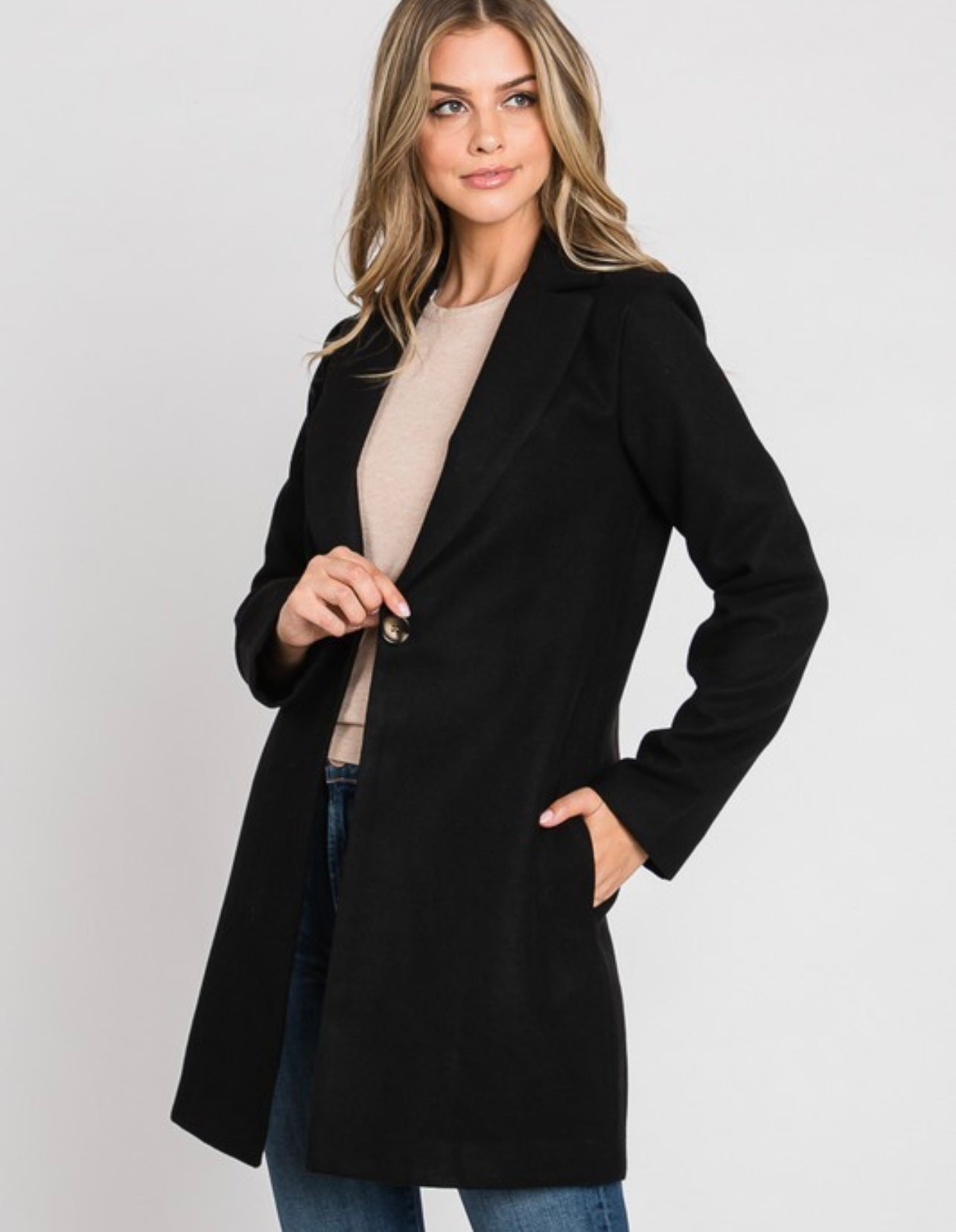 Tapered Coat with Side Pockets
