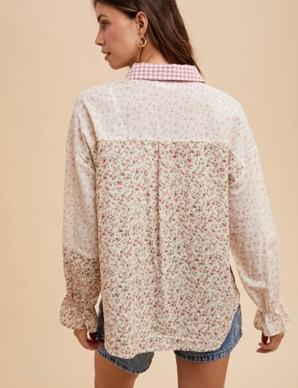 Multi Print Color Block Button Down