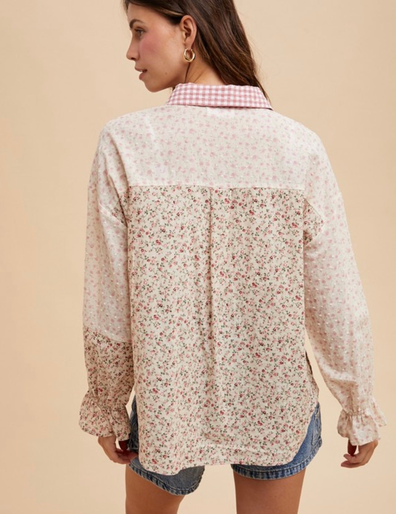Multi Print Color Block Button Down