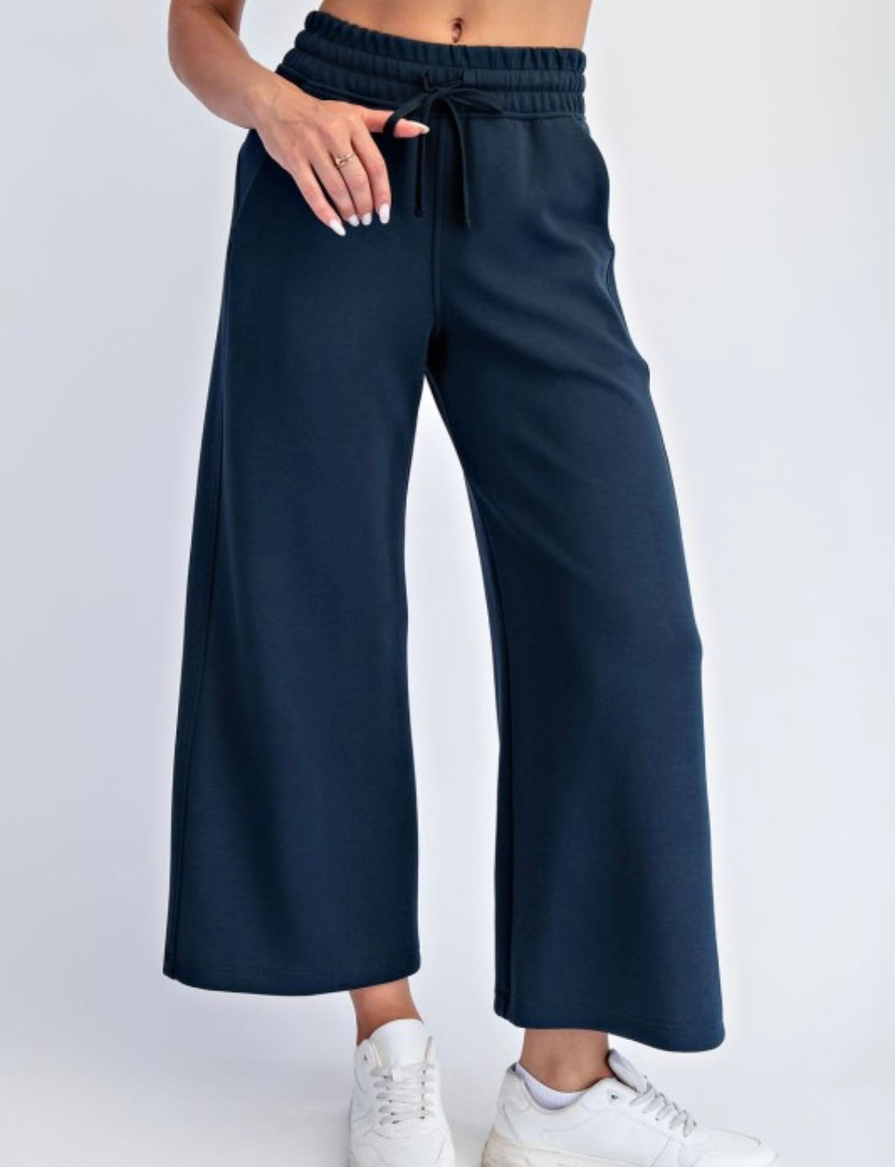 Poly Cropped Wide Pant