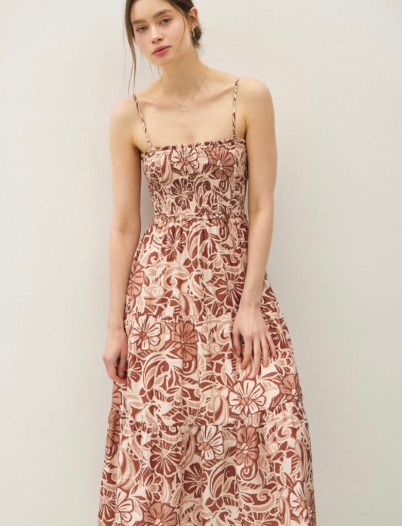 Printed Floral Midi Dress