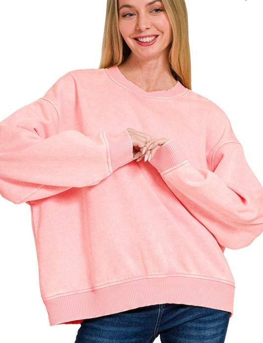 Acid Wash Oversized Crew