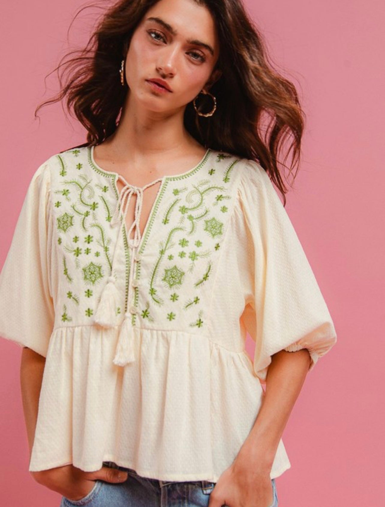 Texture Printed Peplum Top