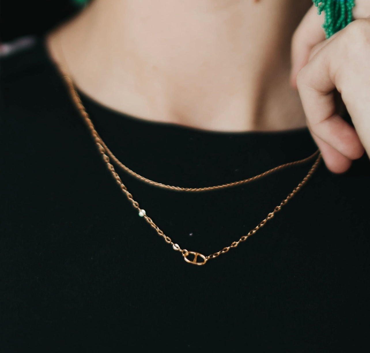 PS Oval Pendant Layered Necklace