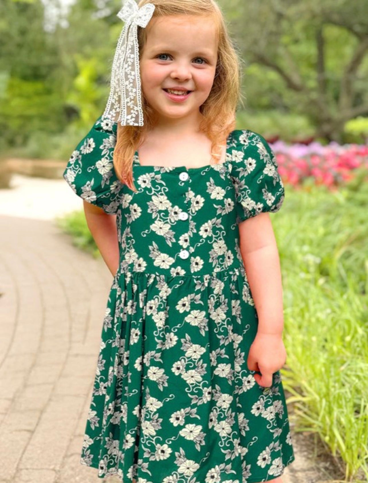 Toddler Floral Dress w/ Puff Sleeve