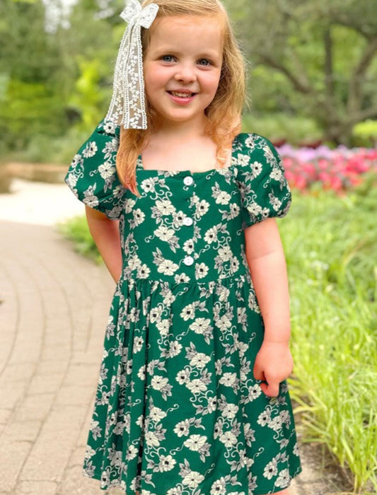 Toddler Floral Dress w/ Puff Sleeve