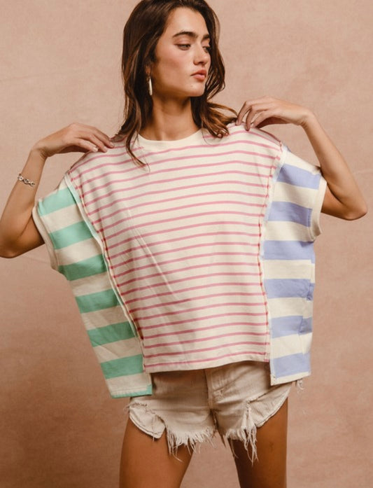 Stripe Mix Loose Fit Top