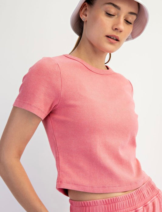 Rib Short Sleeve Top