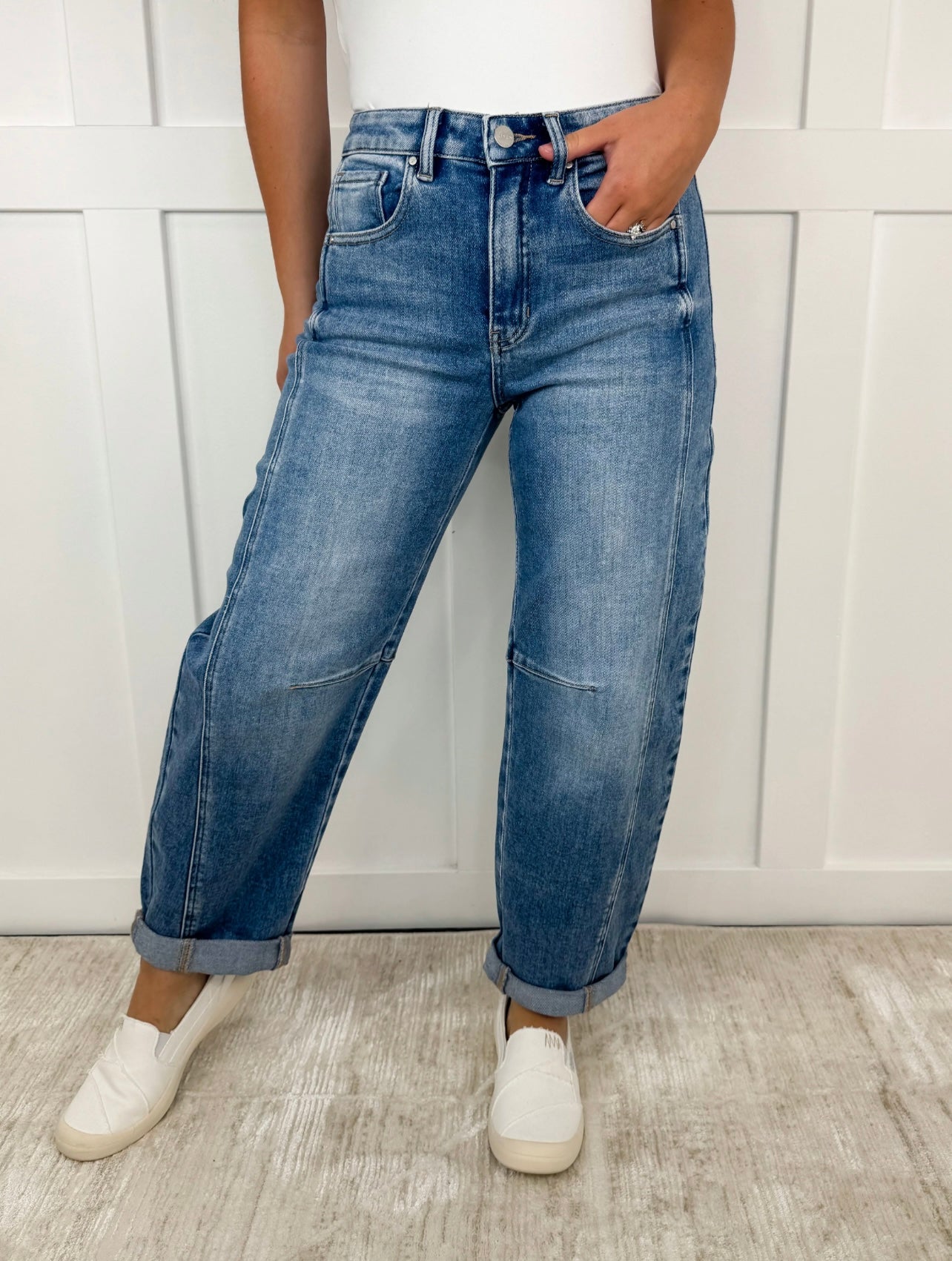 Risen High Rise Boyfriend Barrel Jean