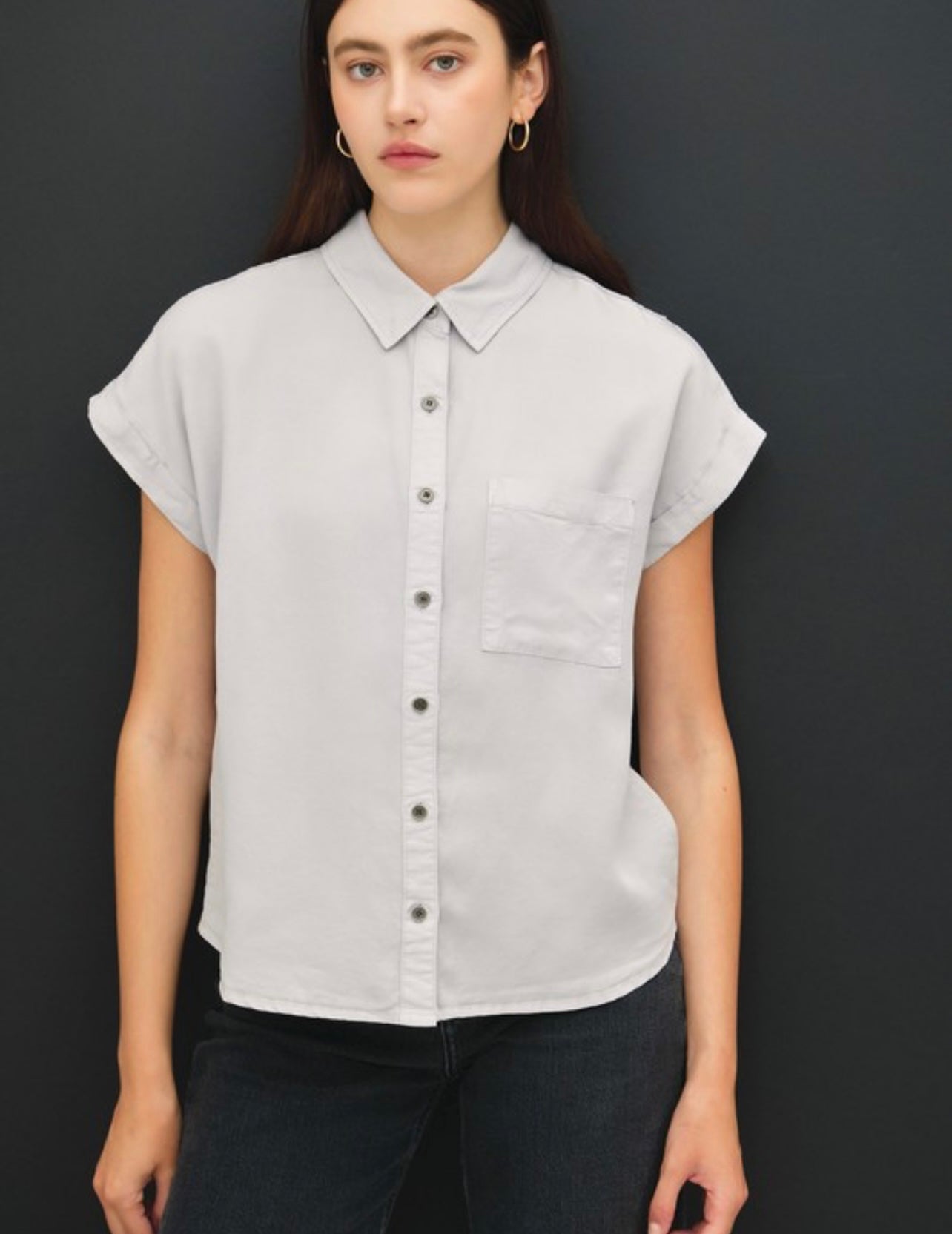 Dolman Sleeve Button Down Top