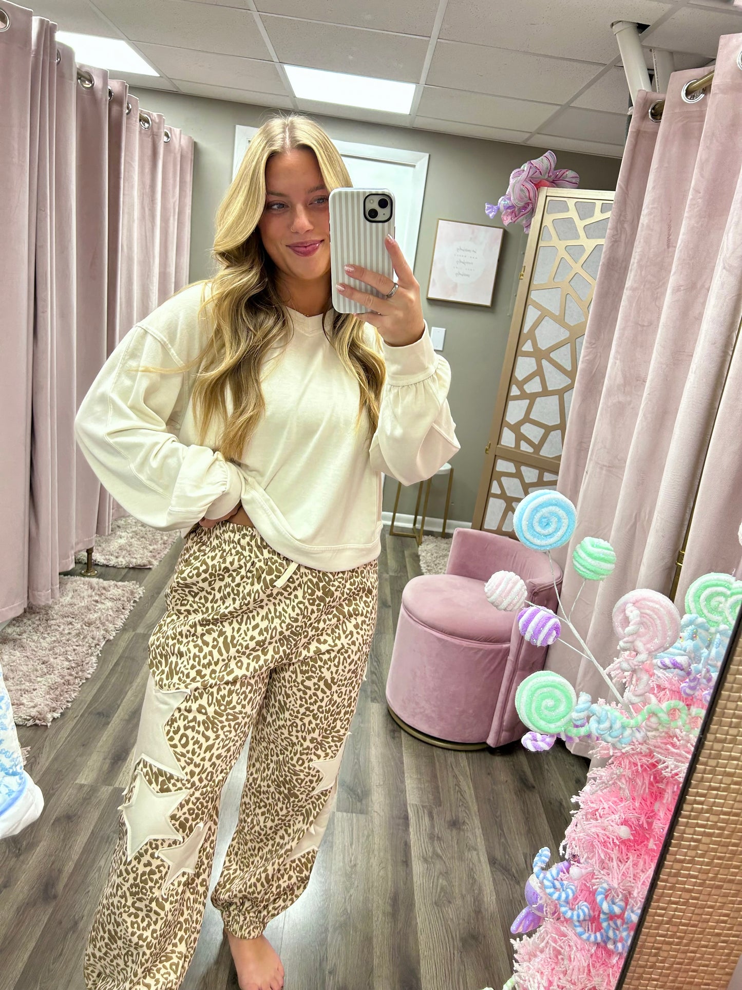 Leopard Star Patch Jogger Pant