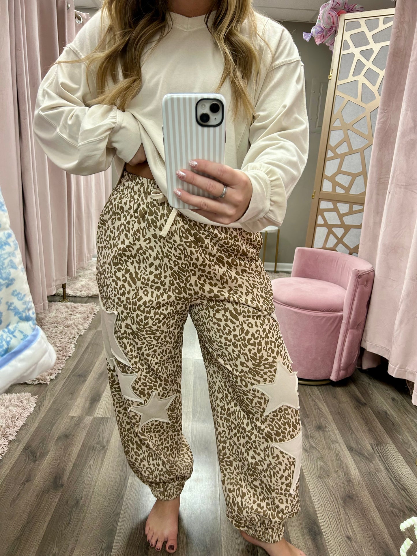 Leopard Star Patch Jogger Pant