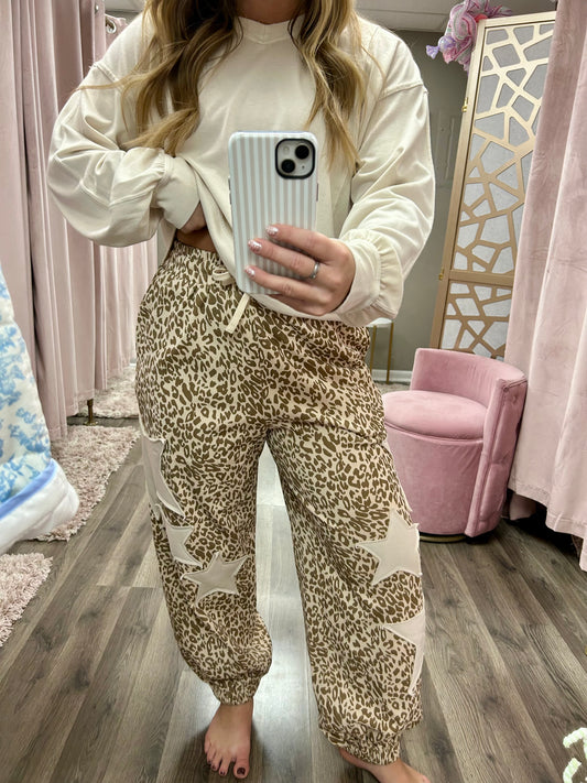 Leopard Star Patch Jogger Pant