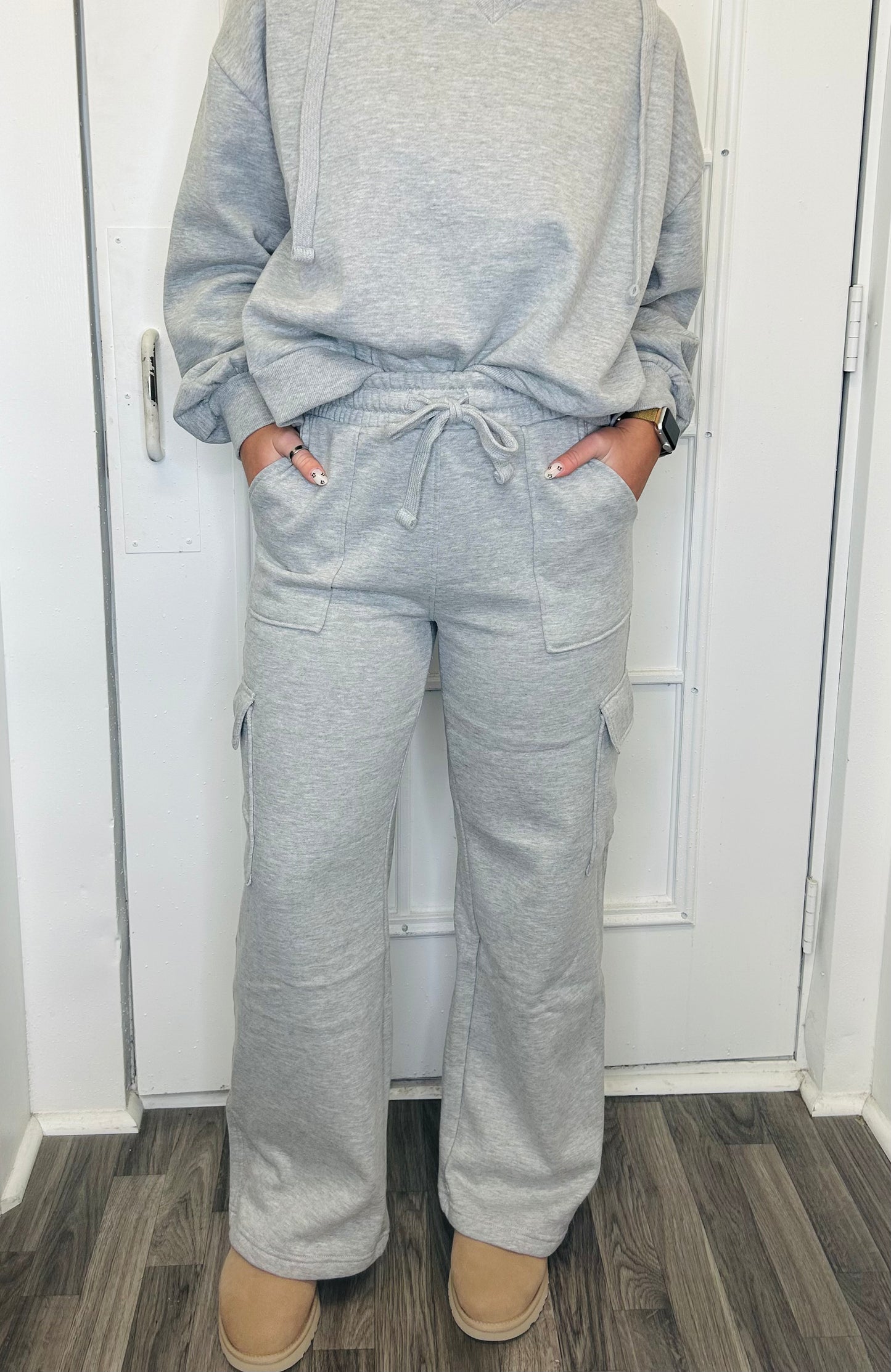 High Rise Grey cargo Sweatpants