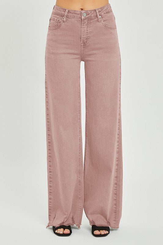 Risen High Rise Fray Wide Leg Jean