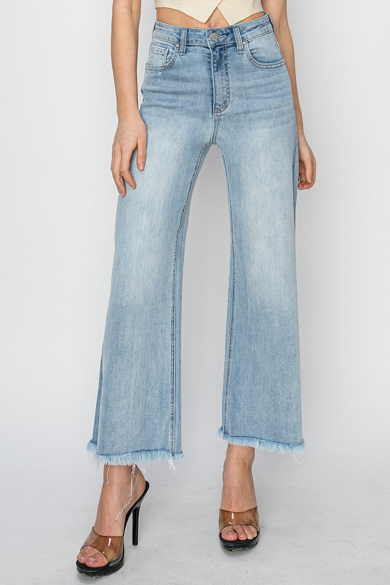 Risen High Rise Fray Ankle Jean