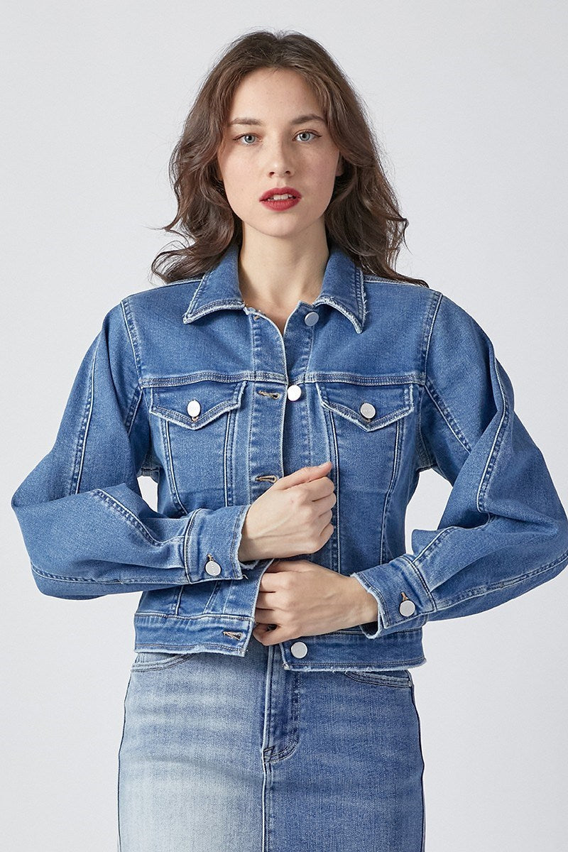 Risen Balloon Sleeve Denim Jacket
