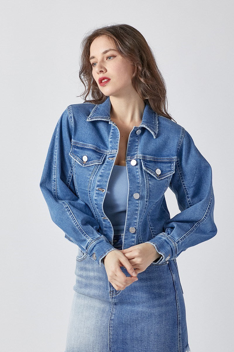 Risen Balloon Sleeve Denim Jacket