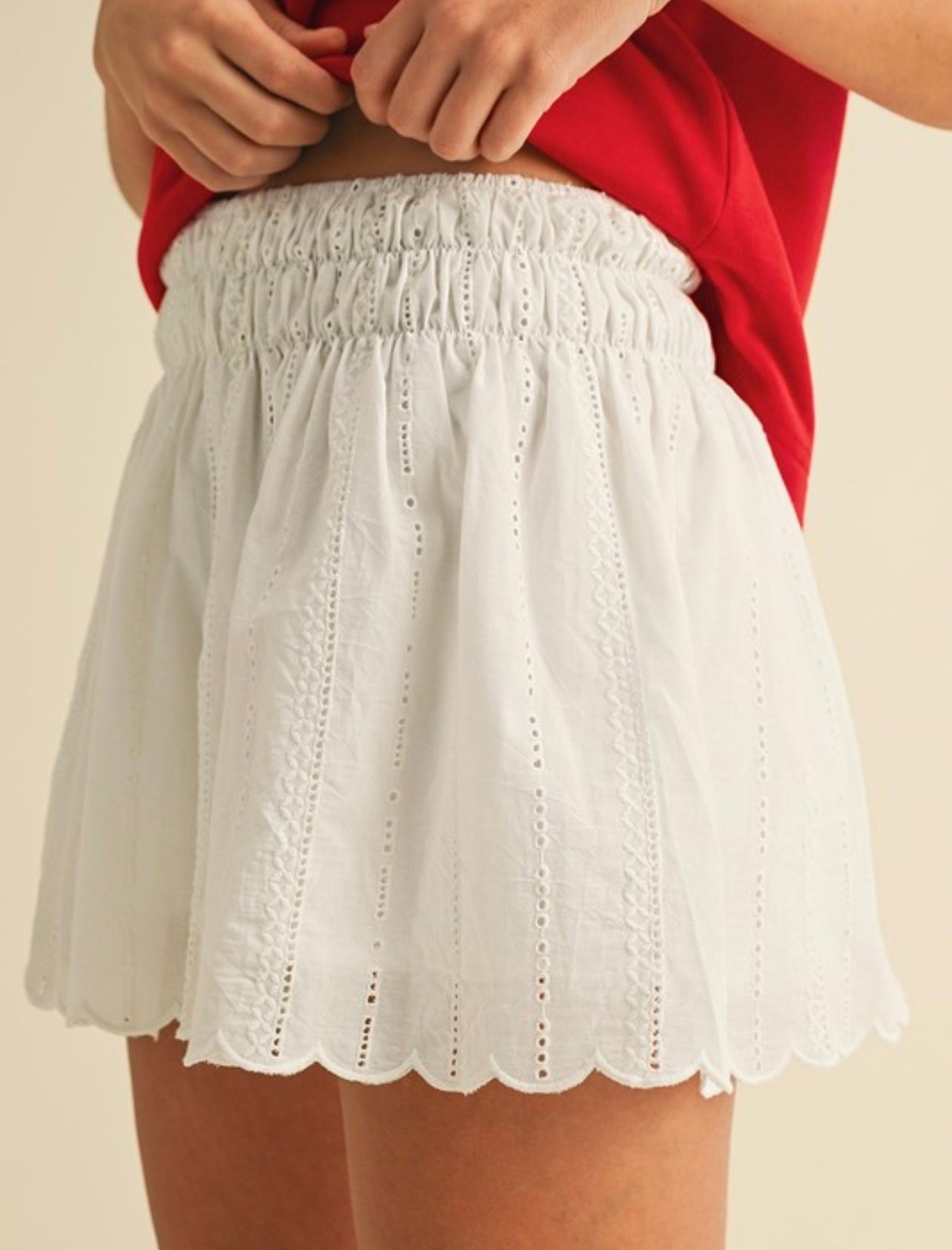 Scallop Edge Eyelet Short
