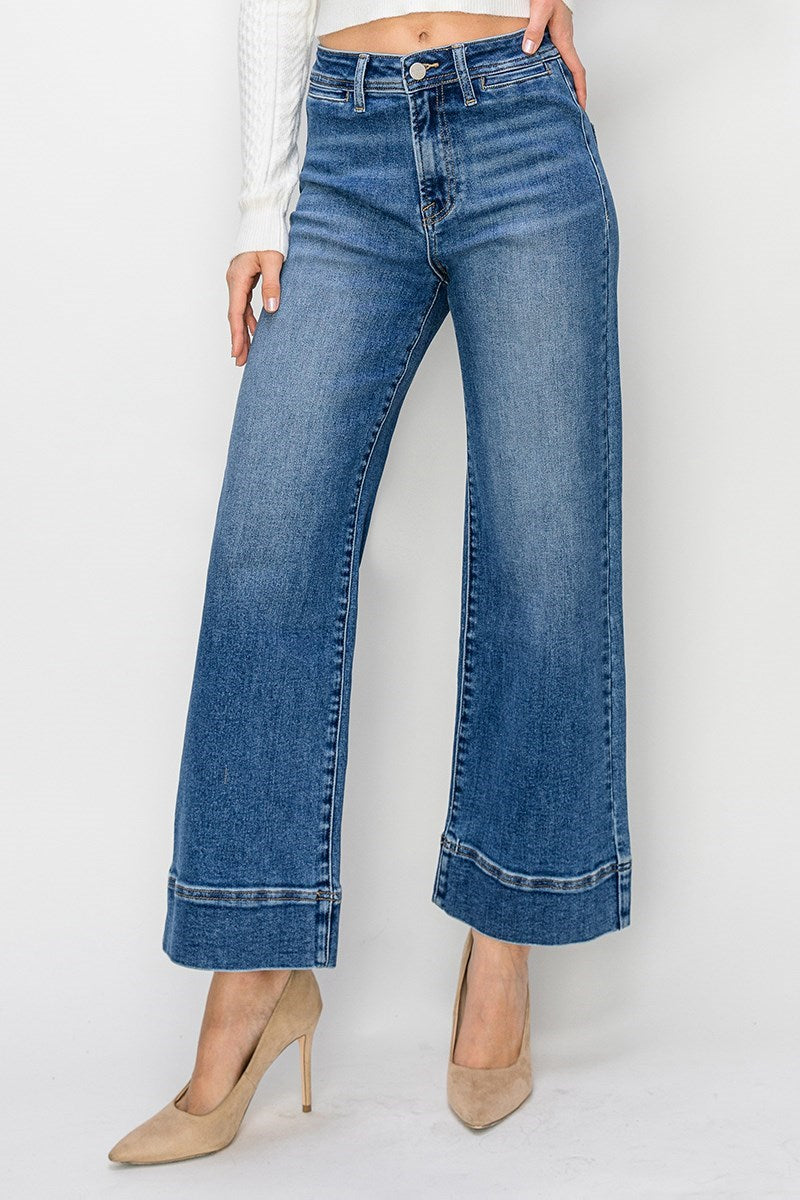 Risen High Rise Crop Wide Jean