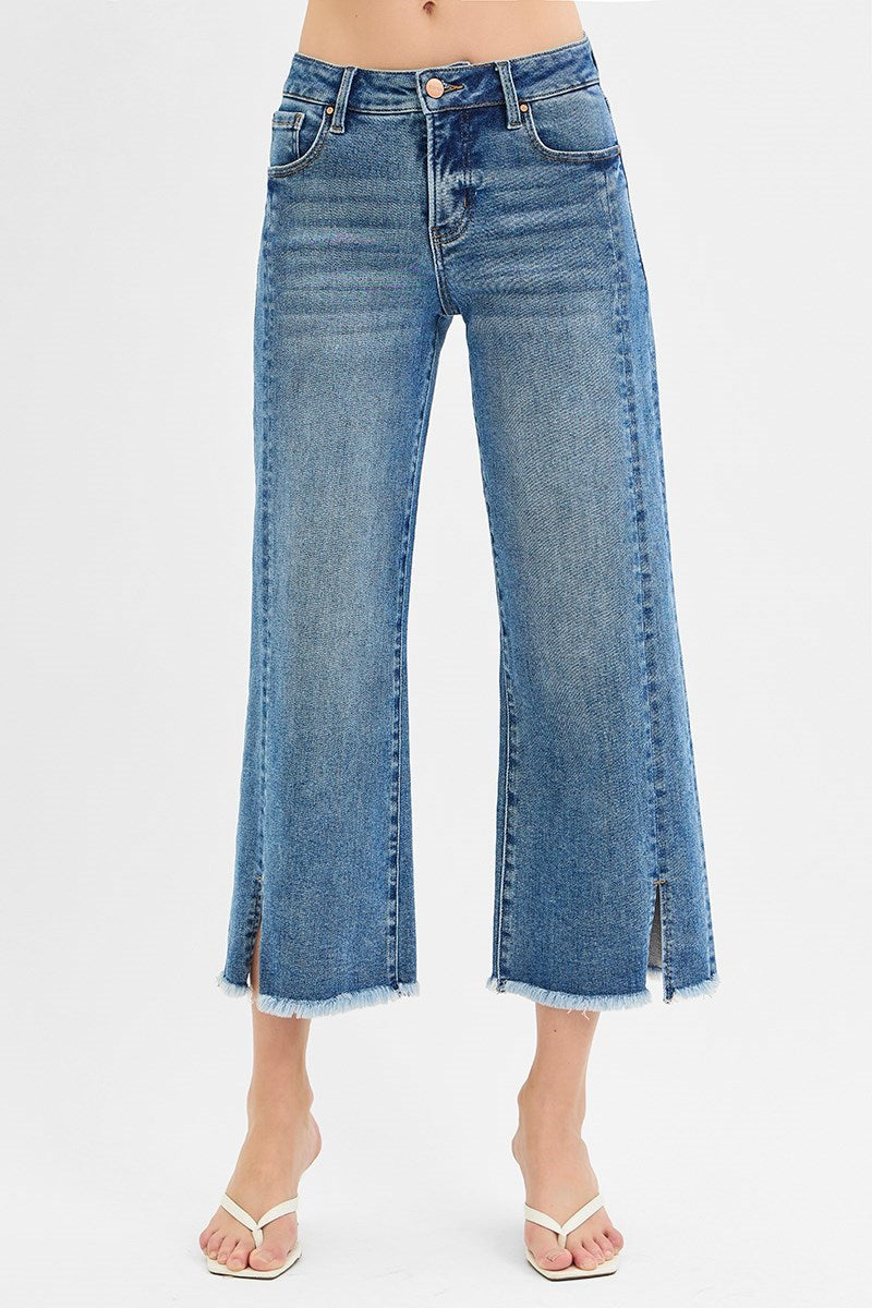 Risen Crop Wide Jean w/ Slit