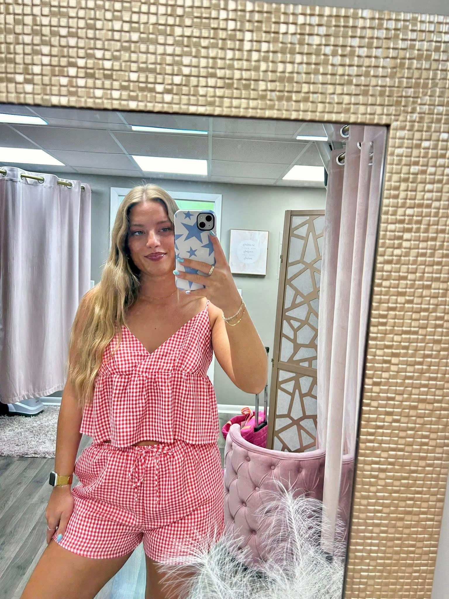 Gingham Print Matching Set