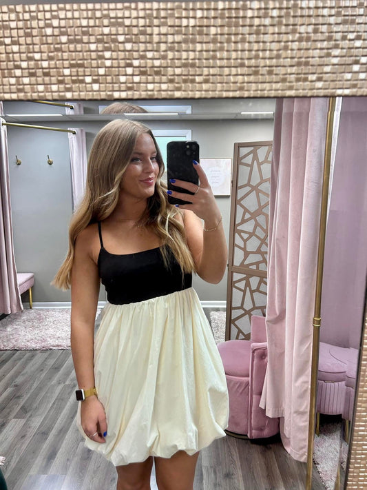 Contrast Bubble Hem Dress