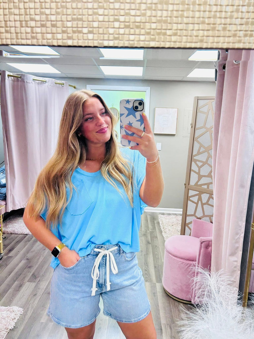 Strap Detail Comfort Denim Shorts