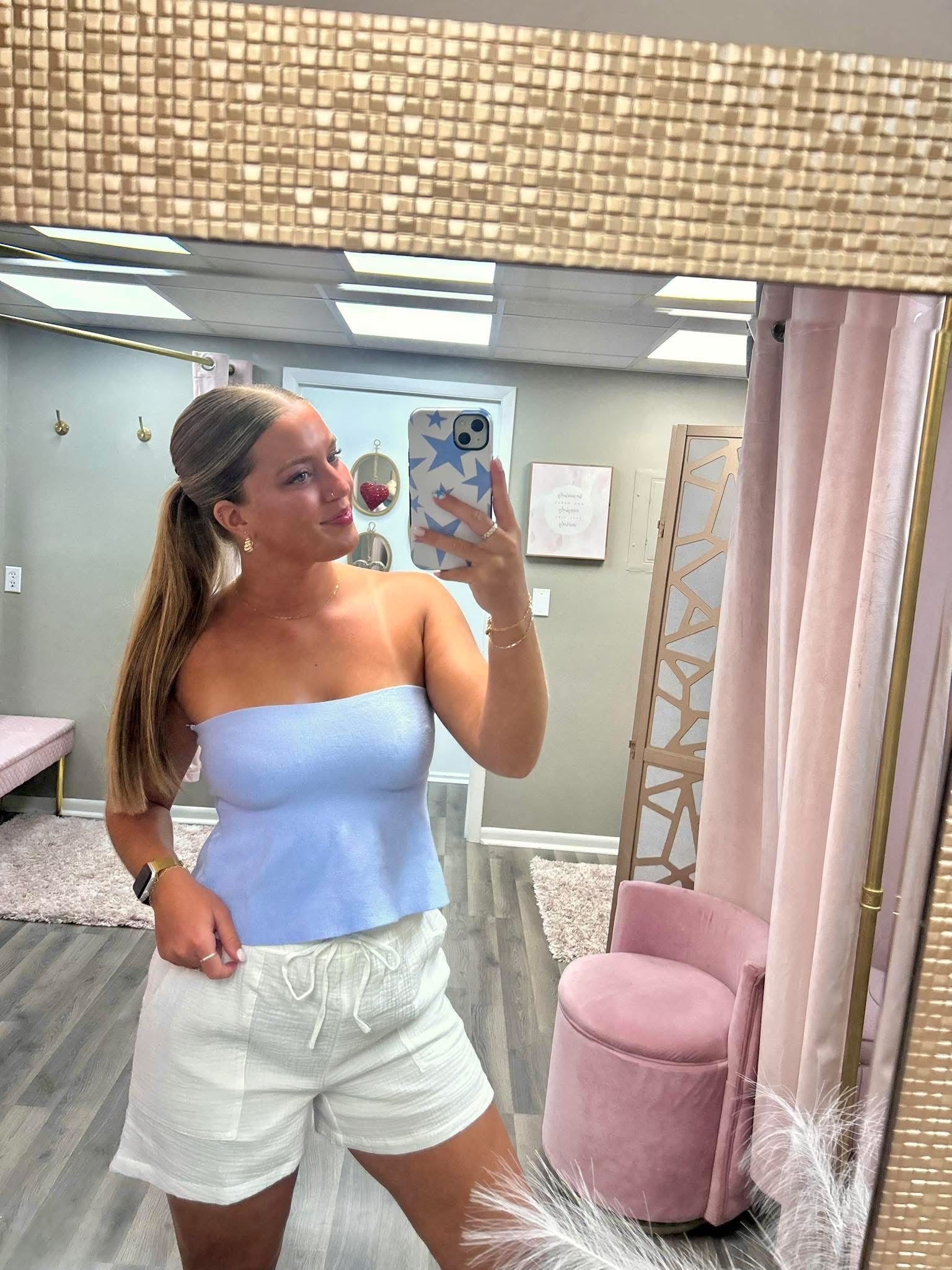 Strapless Knit Peplum Top