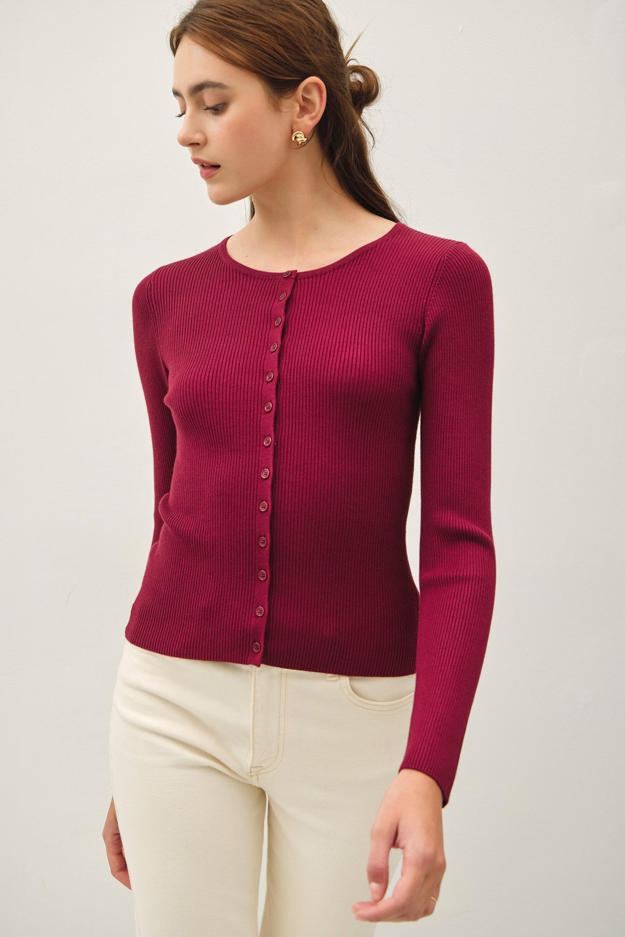 Ribbed Button Up Cardigan