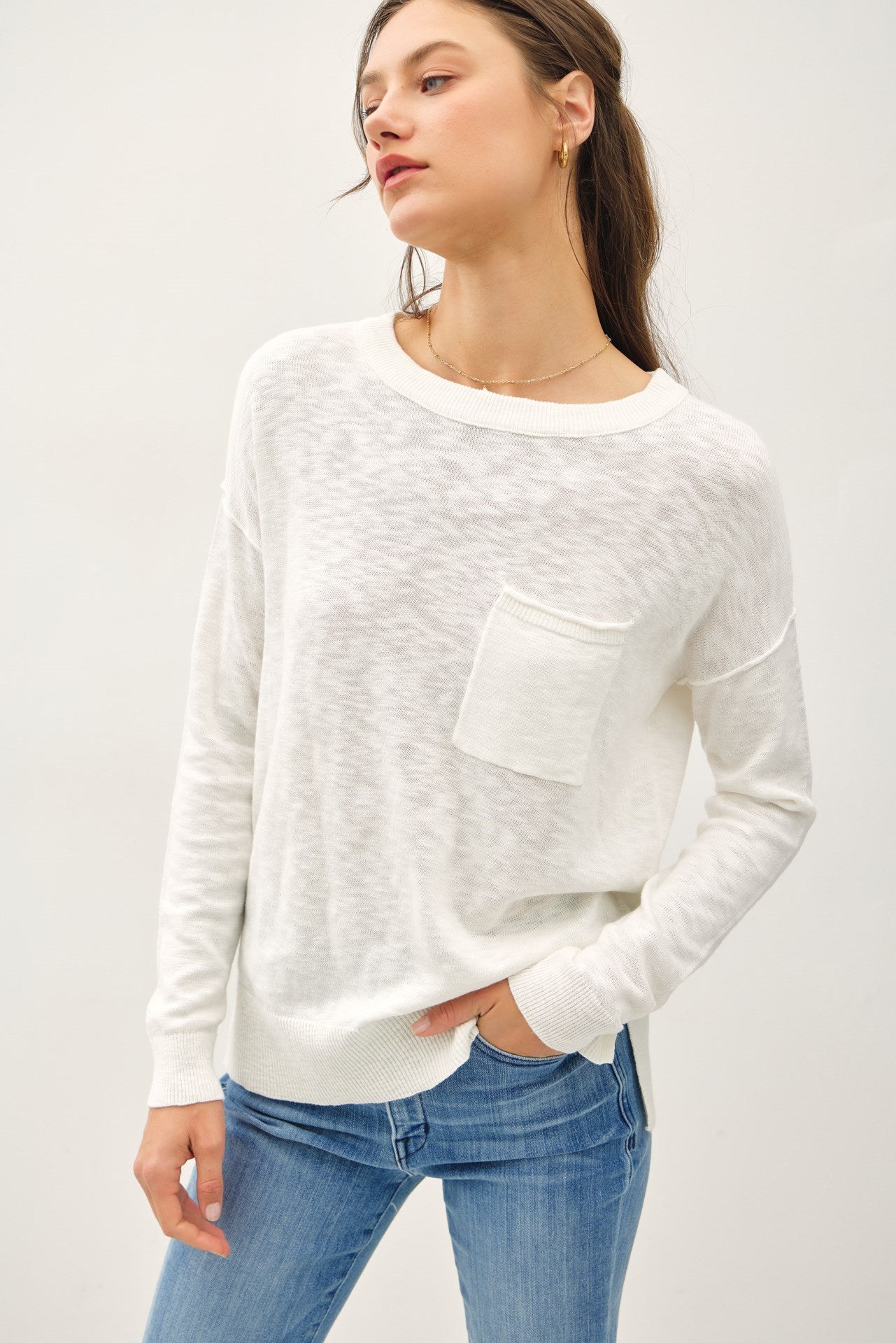 Slub Sweater W/ Chest Pockets