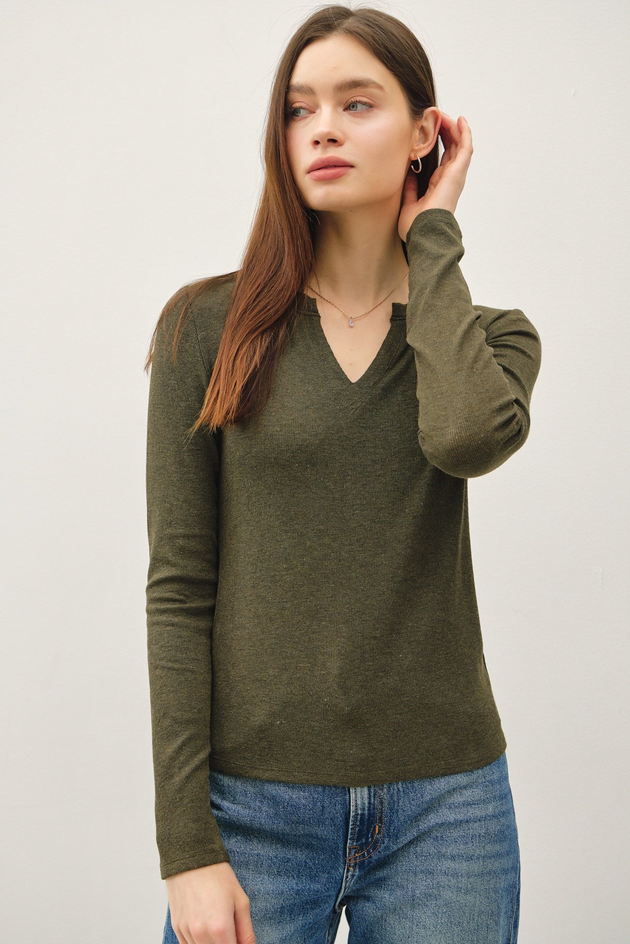 Classic V Neck Longsleeve Top