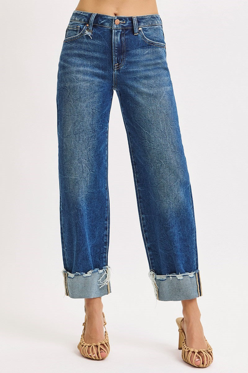 Risen Crop Boyfriend Cuff Jean