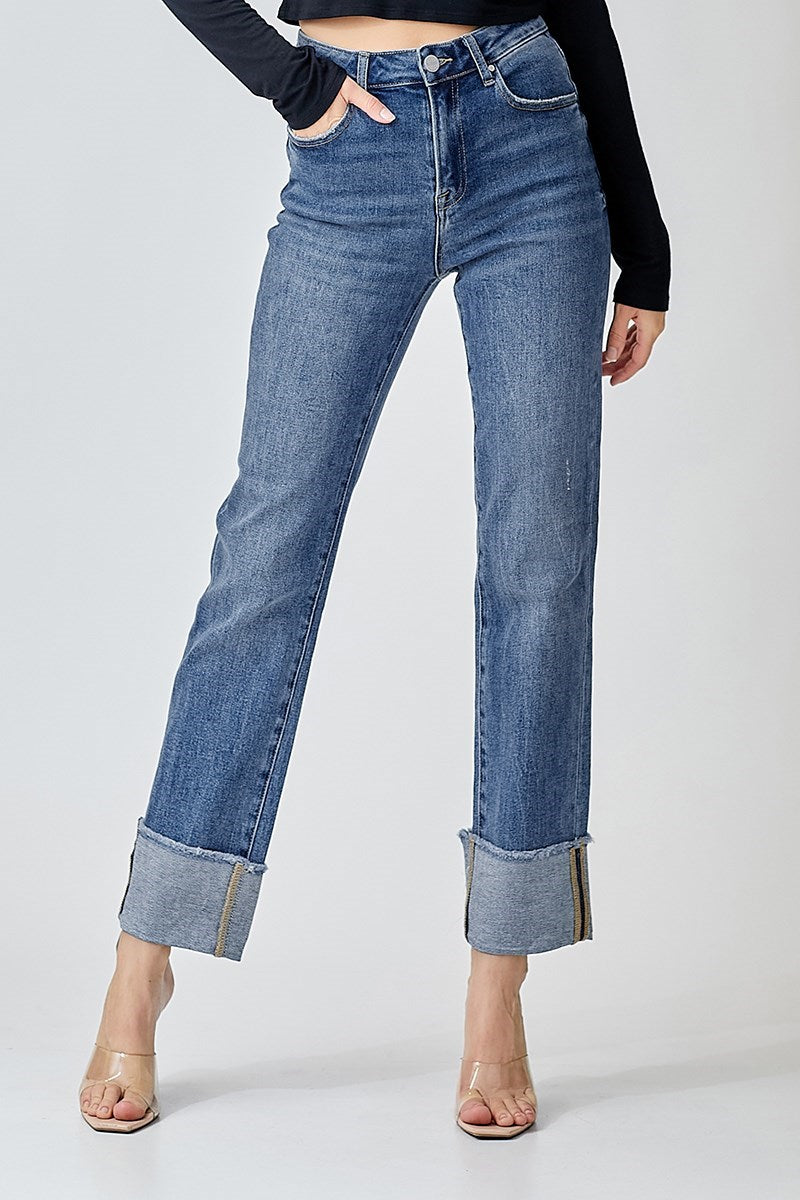 Risen High Rise Straight Cuff Relax Jean