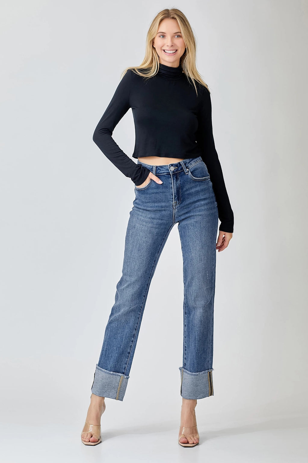 Risen High Rise Straight Cuff Relax Jean