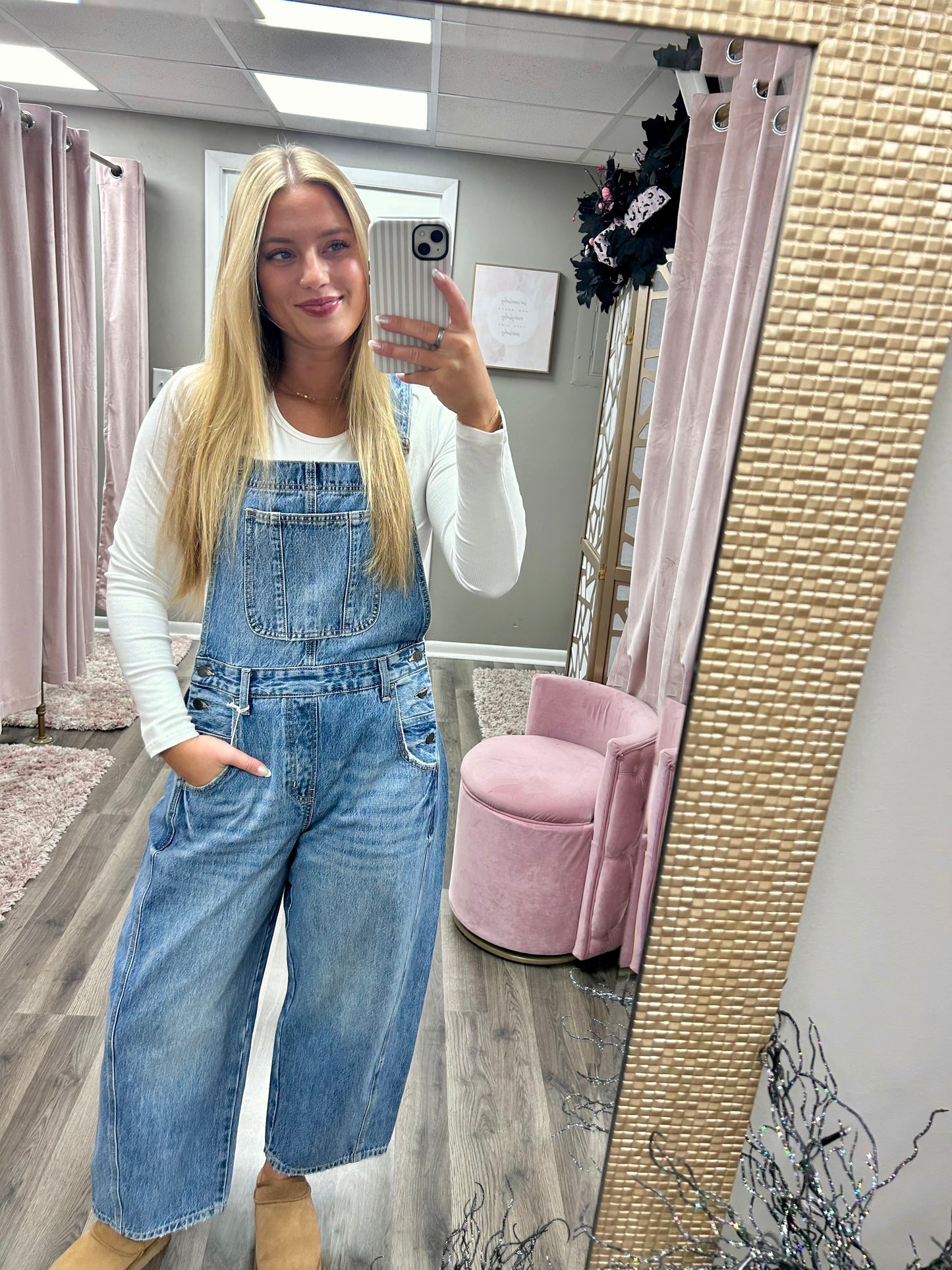 Cello Mid Waisted Barrel Overalls