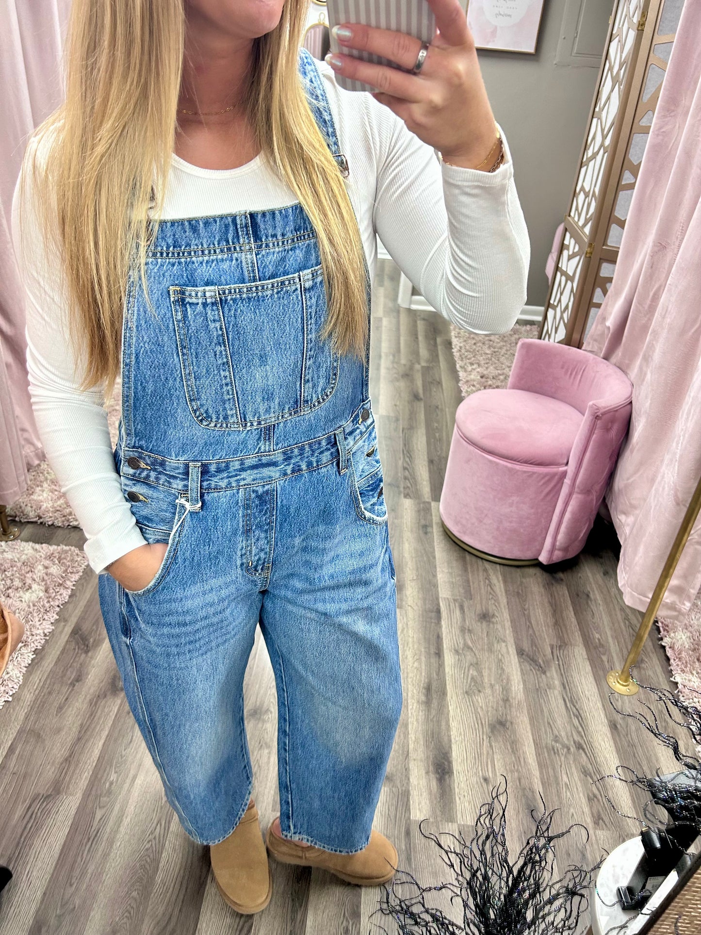 Cello Mid Waisted Barrel Overalls